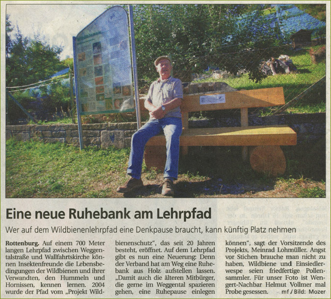 Eine neue Ruhebank am Lehrpfad